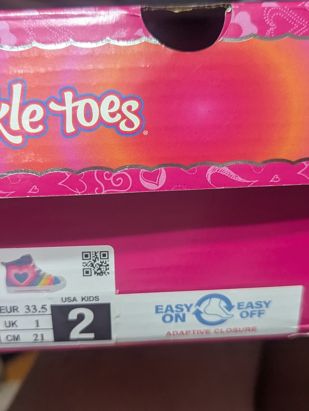 Skechers Kids Rainbow Heart Glitter High-Top Sneakers - Pink Blue Purple Yellow - Picture 3 of 5